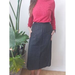 Dark Grey Wool Vintage Skirt Secretary Office Corpcore Midi Pencil